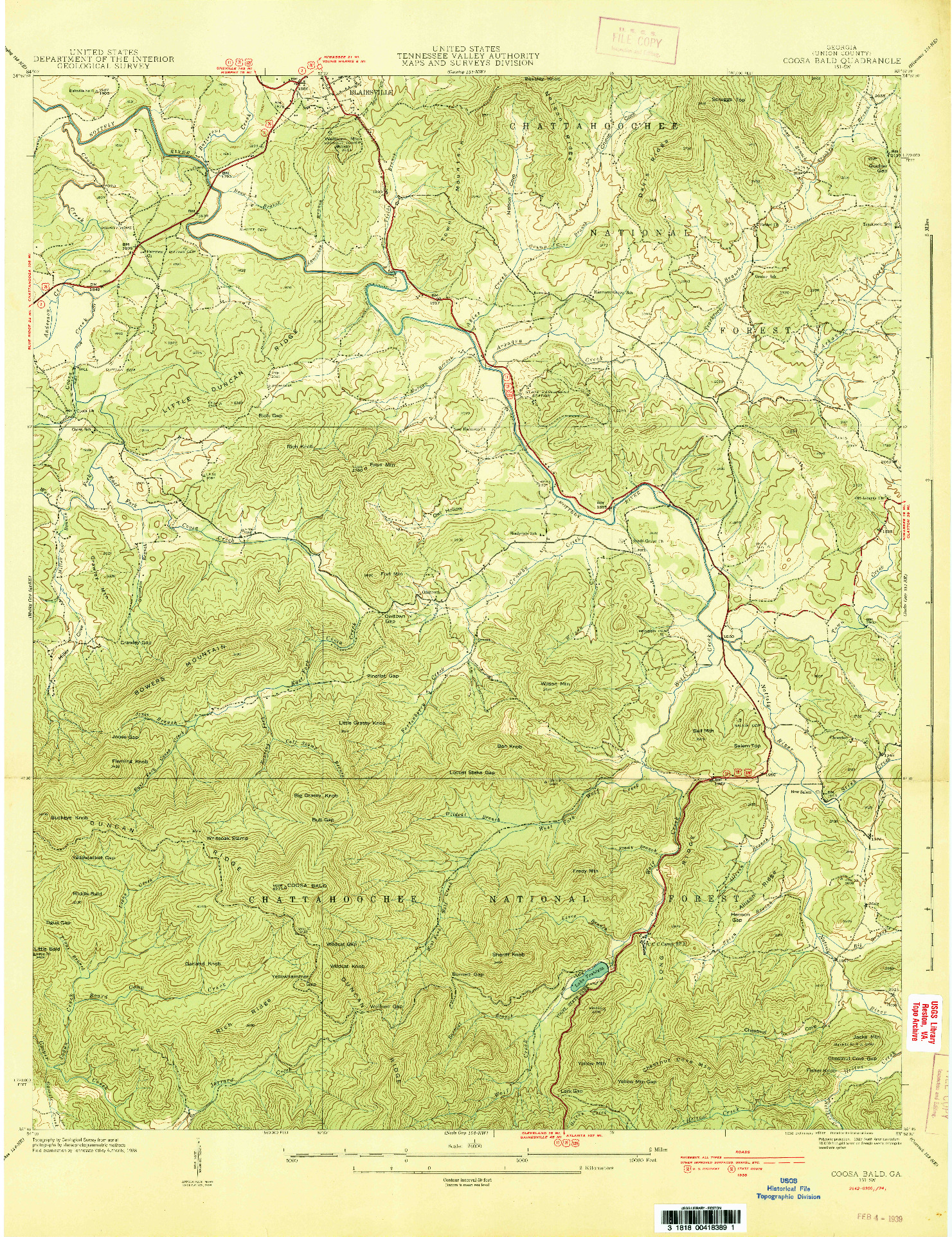 USGS 1:24000-SCALE QUADRANGLE FOR COOSA BALD, GA 1938