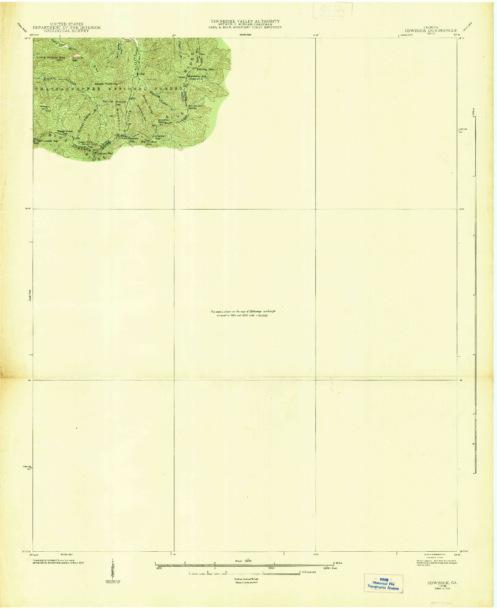 USGS 1:24000-SCALE QUADRANGLE FOR COWROCK, GA 1938