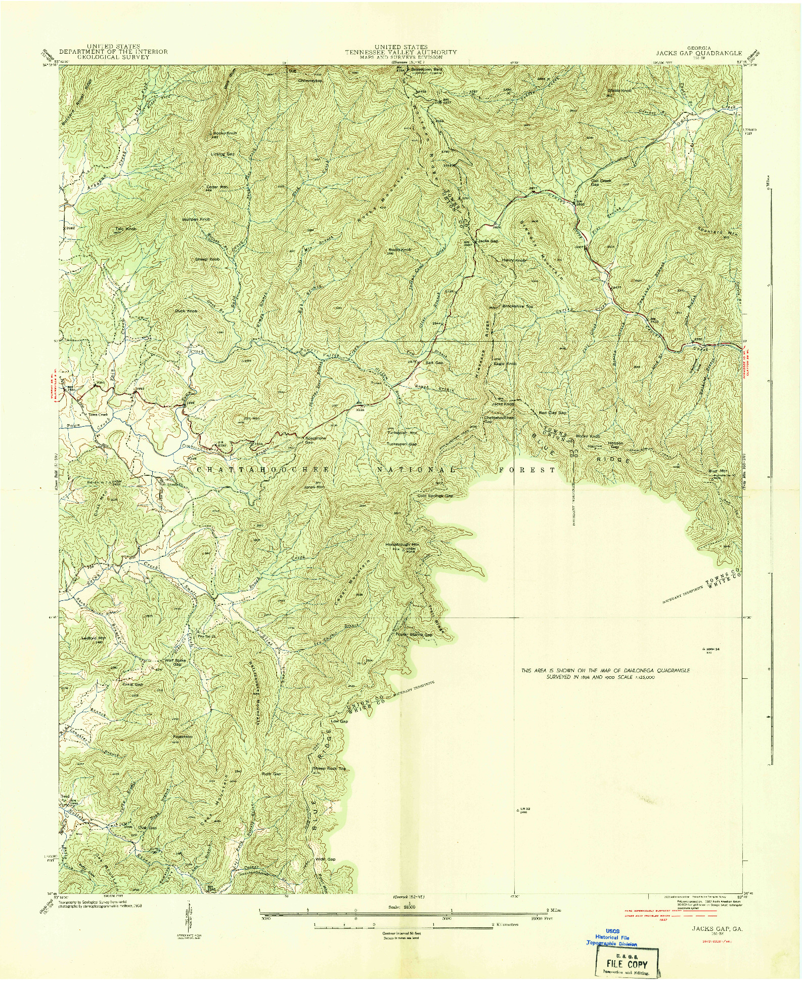 USGS 1:24000-SCALE QUADRANGLE FOR JACKS GAP, GA 1938