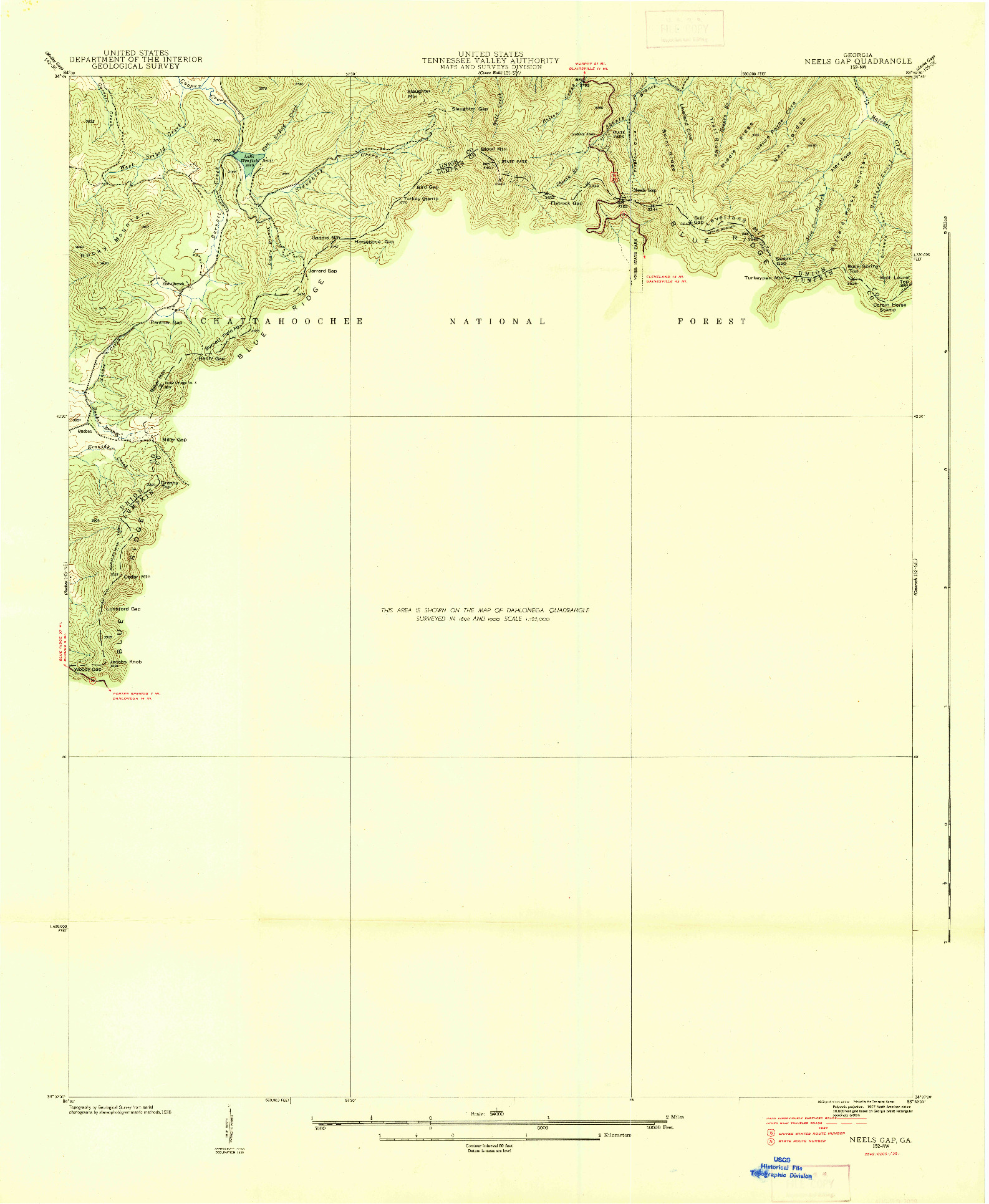 USGS 1:24000-SCALE QUADRANGLE FOR NEELS GAP, GA 1938