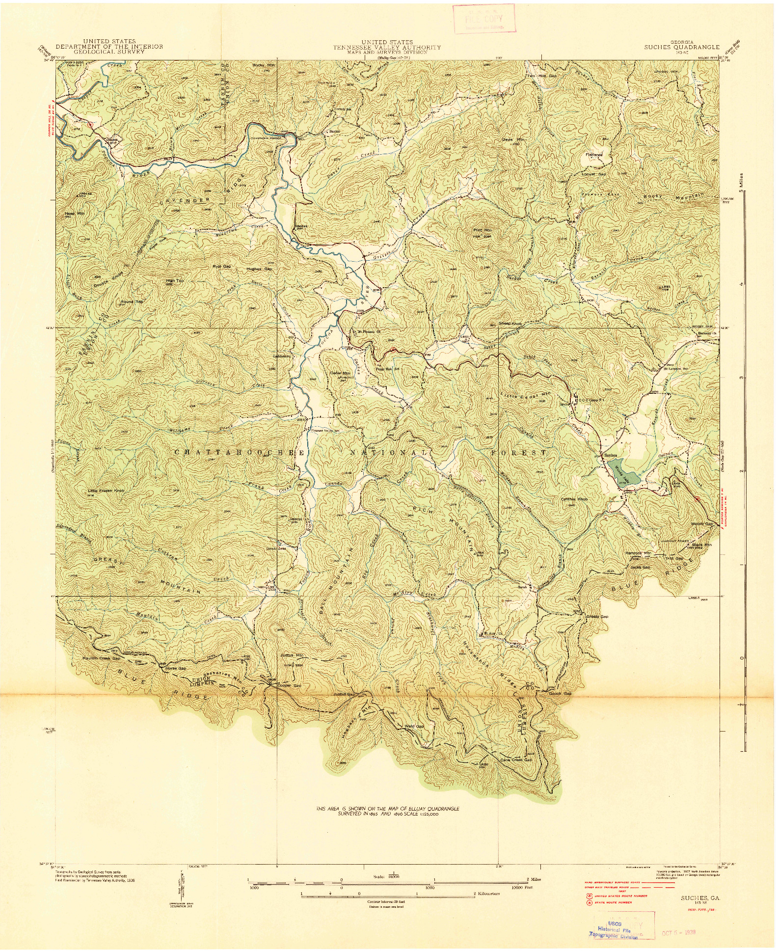 USGS 1:24000-SCALE QUADRANGLE FOR SUCHES, GA 1938