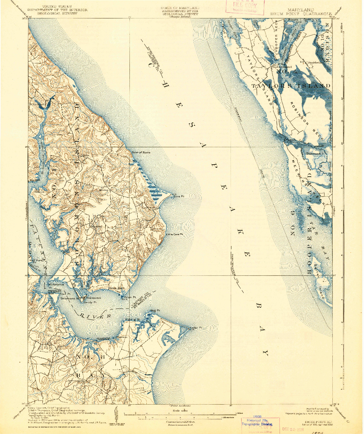 USGS 1:62500-SCALE QUADRANGLE FOR DRUM POINT, MD 1905