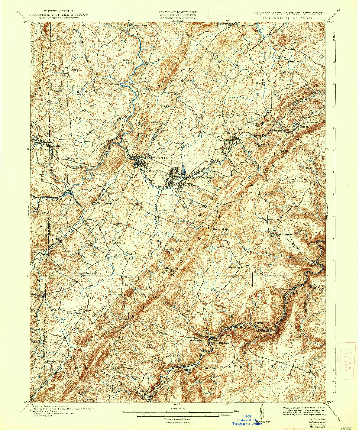 USGS 1:62500-SCALE QUADRANGLE FOR OAKLAND, MD 1900