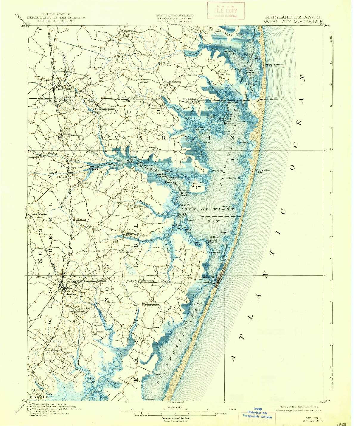 USGS 1:62500-SCALE QUADRANGLE FOR OCEAN CITY, MD 1901