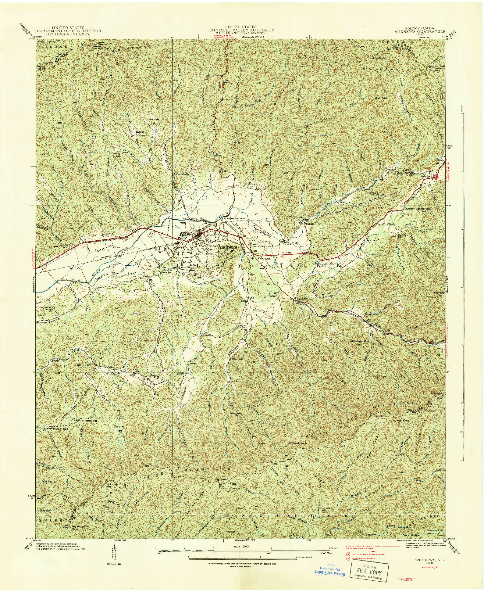 USGS 1:24000-SCALE QUADRANGLE FOR ANDREWS, NC 1938