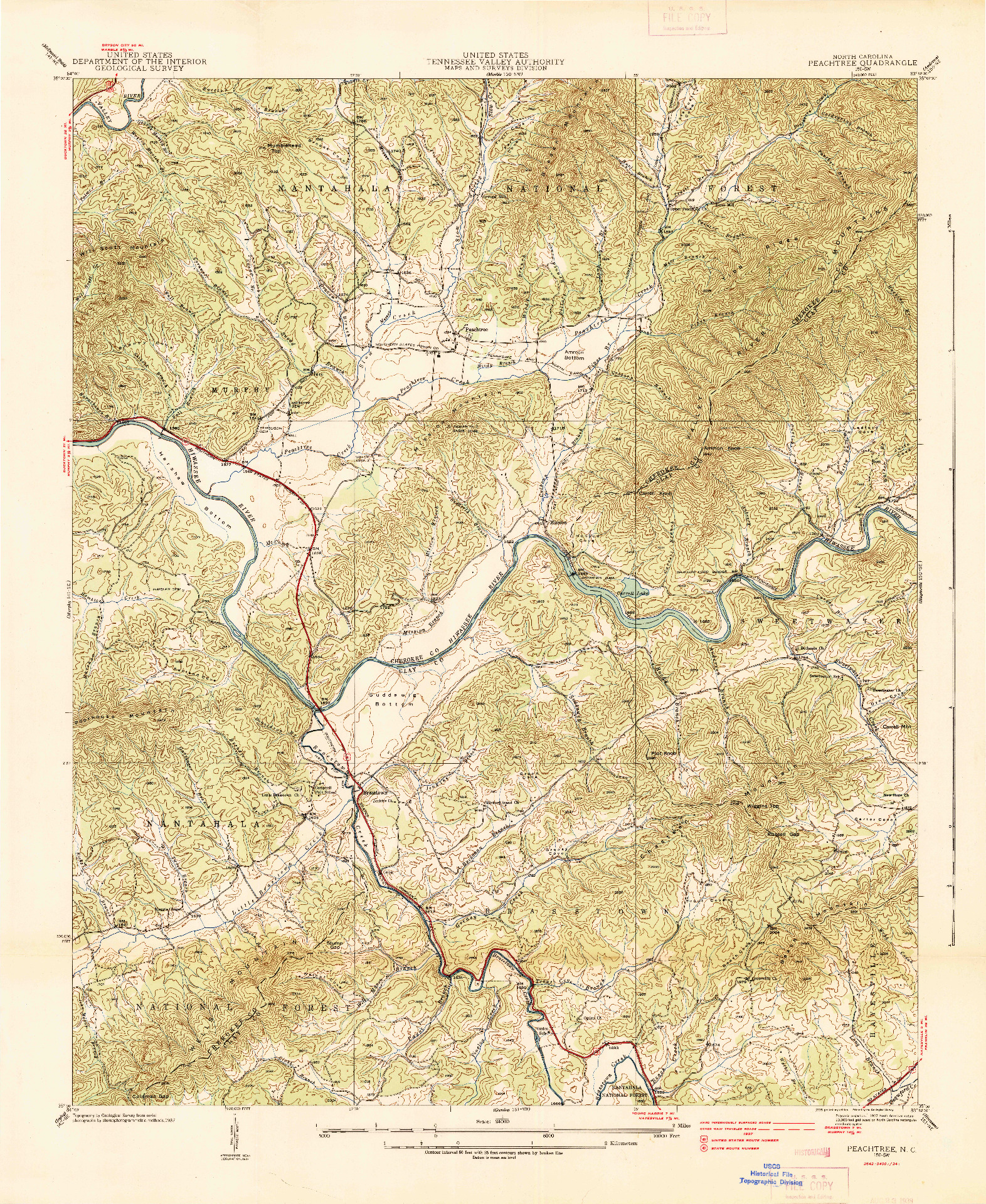USGS 1:24000-SCALE QUADRANGLE FOR PEACHTREE, NC 1938