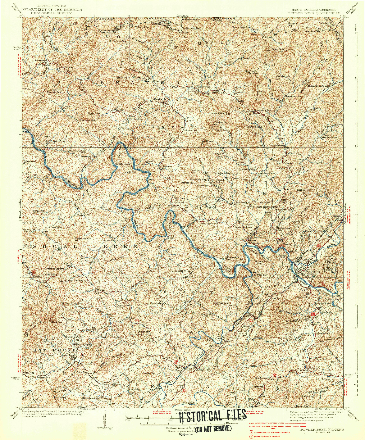 USGS 1:62500-SCALE QUADRANGLE FOR FOWLER BEND, NC 1938