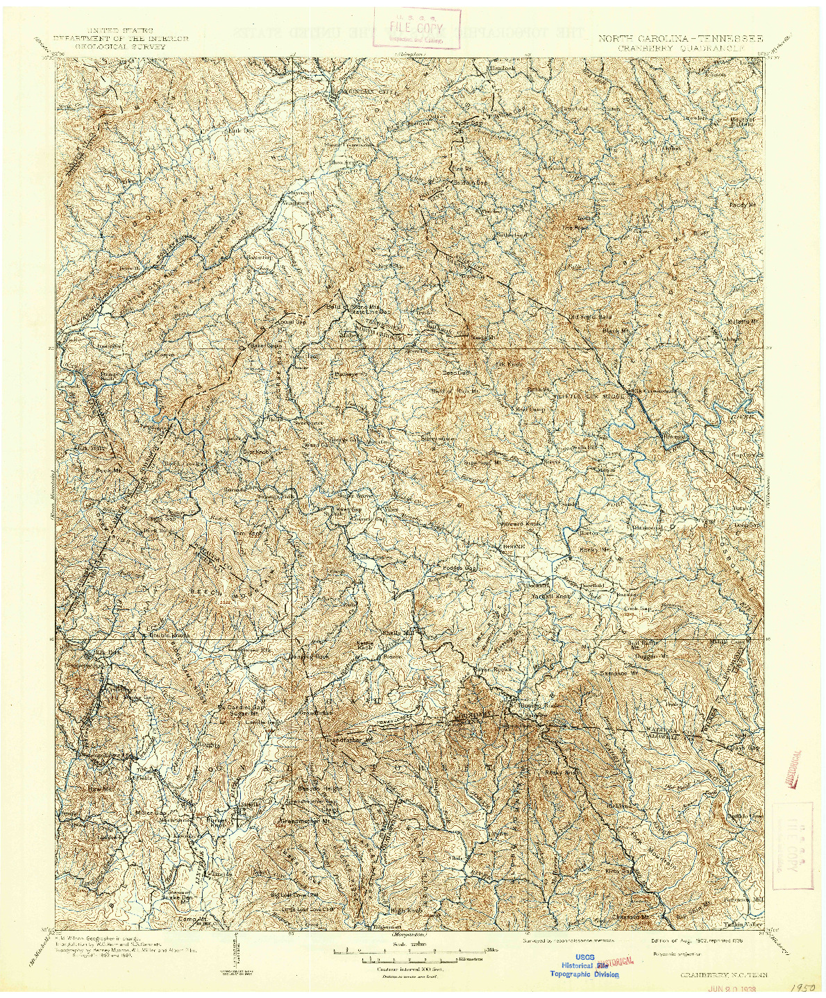 USGS 1:125000-SCALE QUADRANGLE FOR CRANBERRY, NC 1902