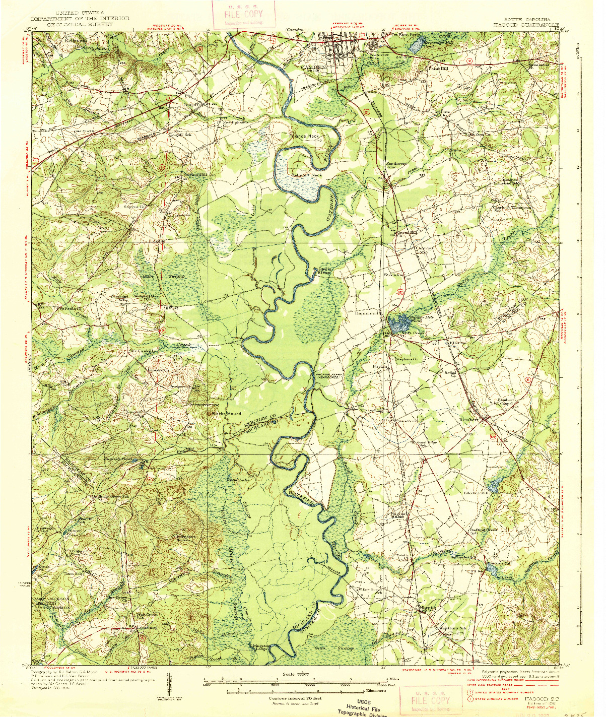 USGS 1:62500-SCALE QUADRANGLE FOR HAGOOD, SC 1938