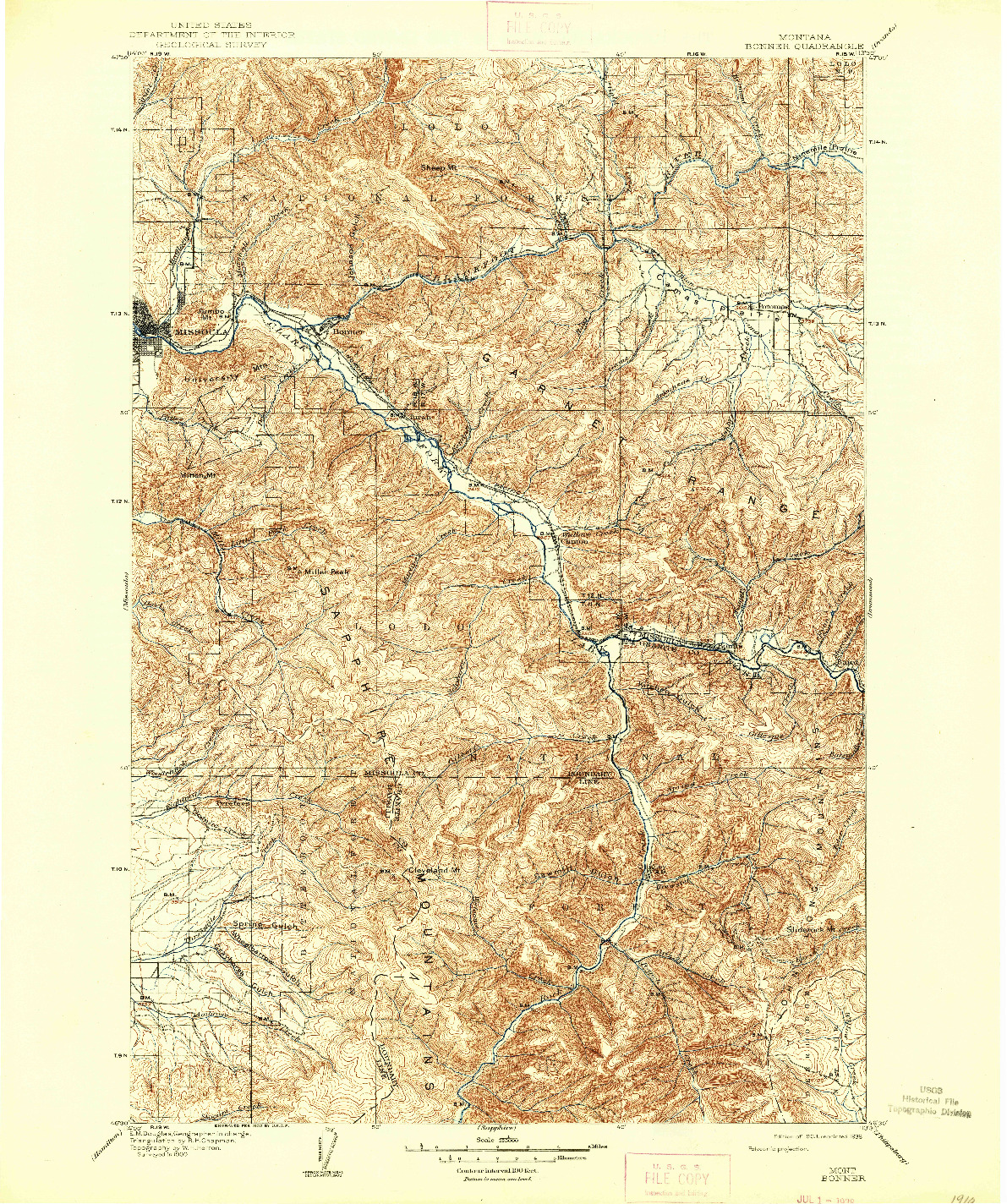 USGS 1:125000-SCALE QUADRANGLE FOR BONNER, MT 1903