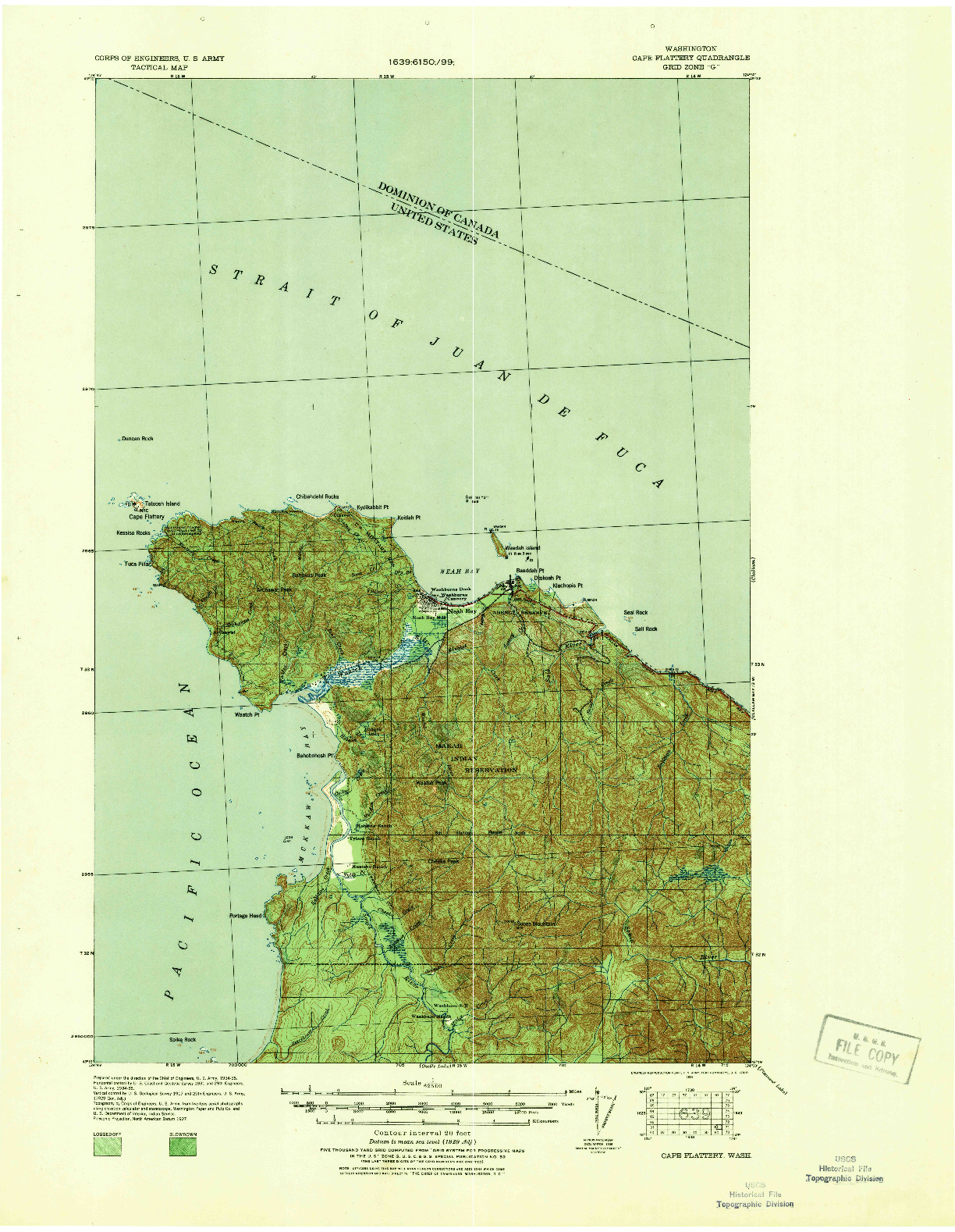 USGS 1:62500-SCALE QUADRANGLE FOR CAPE FLATTERY, WA 1938