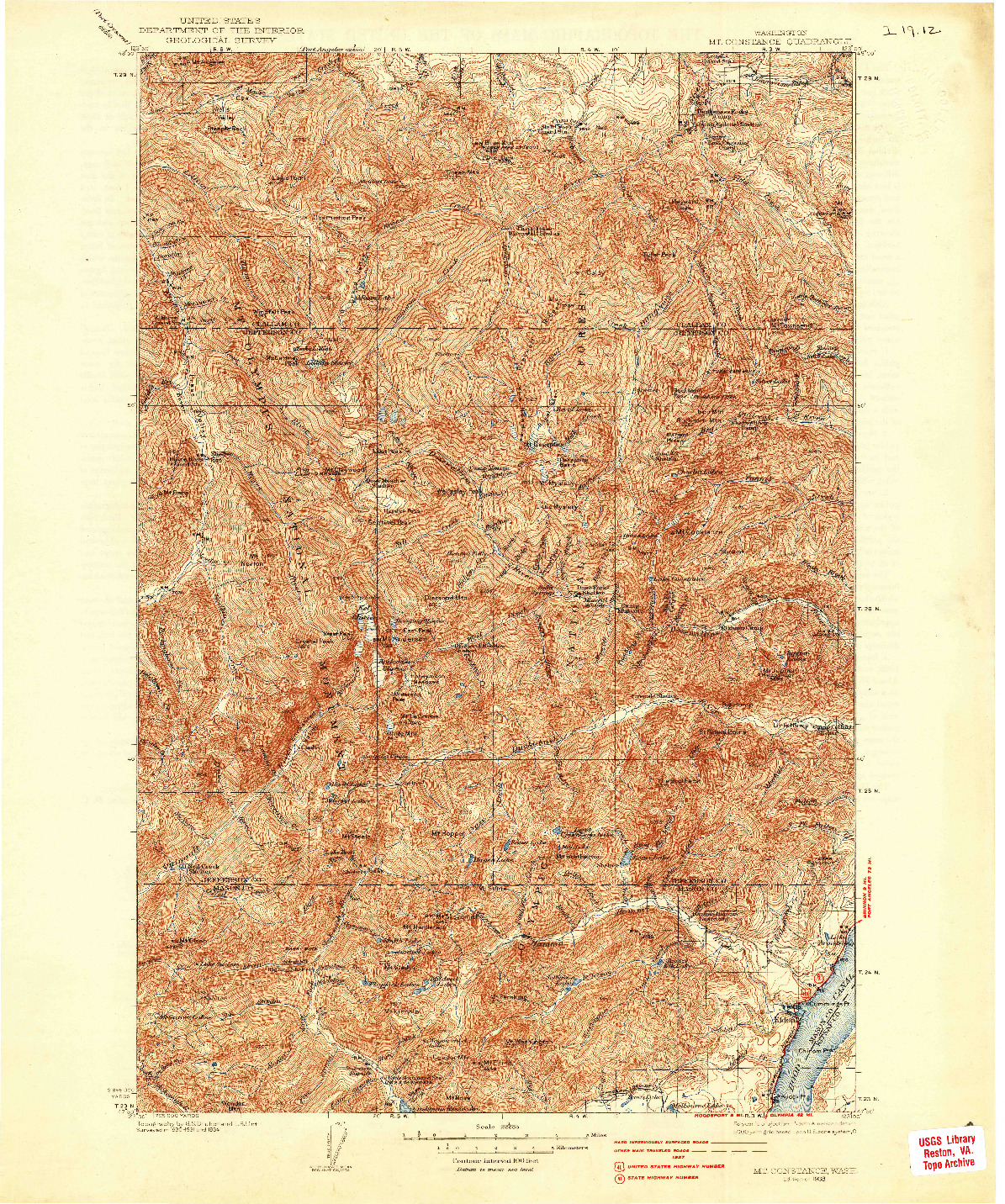 USGS 1:125000-SCALE QUADRANGLE FOR MT CONSTANCE, WA 1938