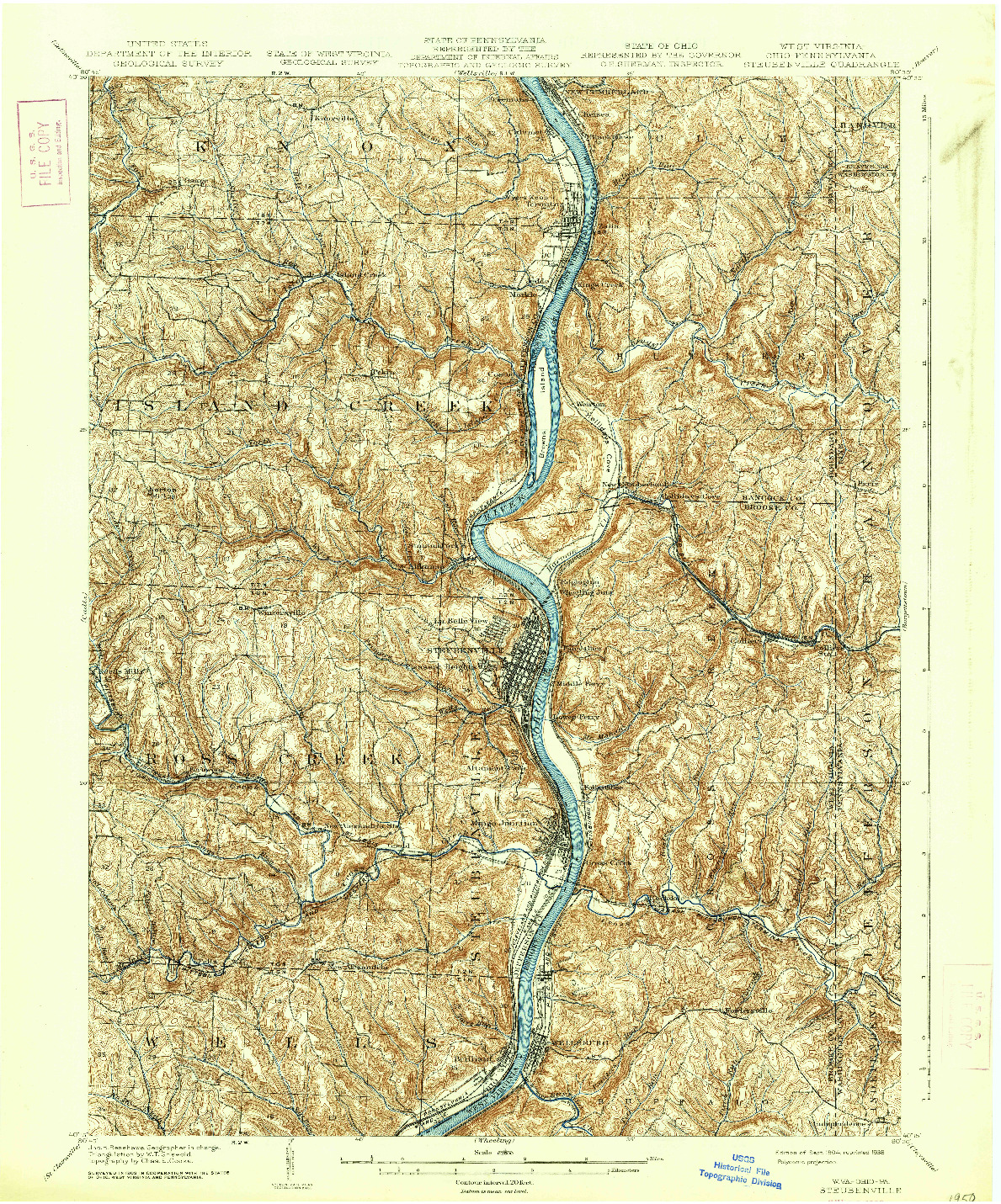 USGS 1:62500-SCALE QUADRANGLE FOR STEUBENVILLE, WV 1904