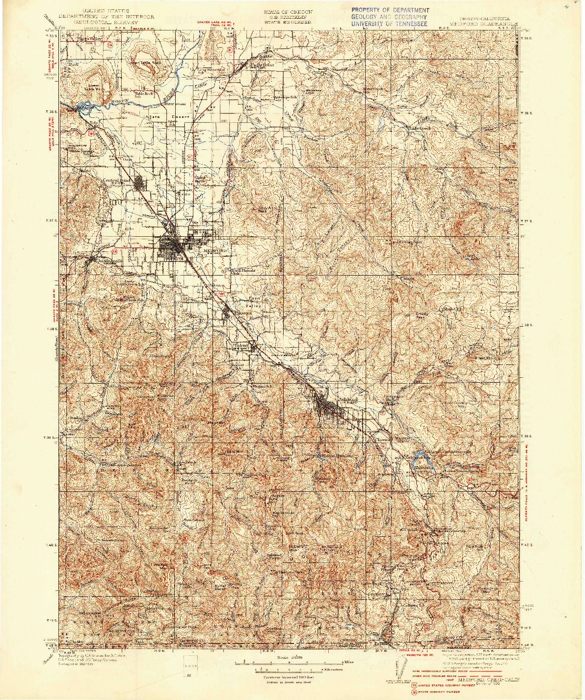 USGS 1:125000-SCALE QUADRANGLE FOR MEDFORD, OR 1938