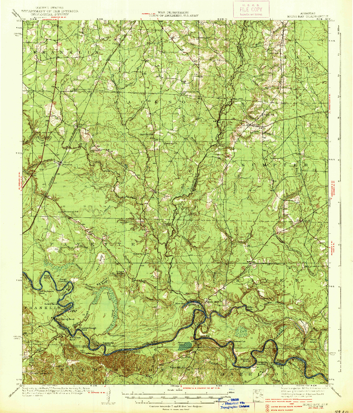 USGS 1:62500-SCALE QUADRANGLE FOR MORO BAY, AR 1938