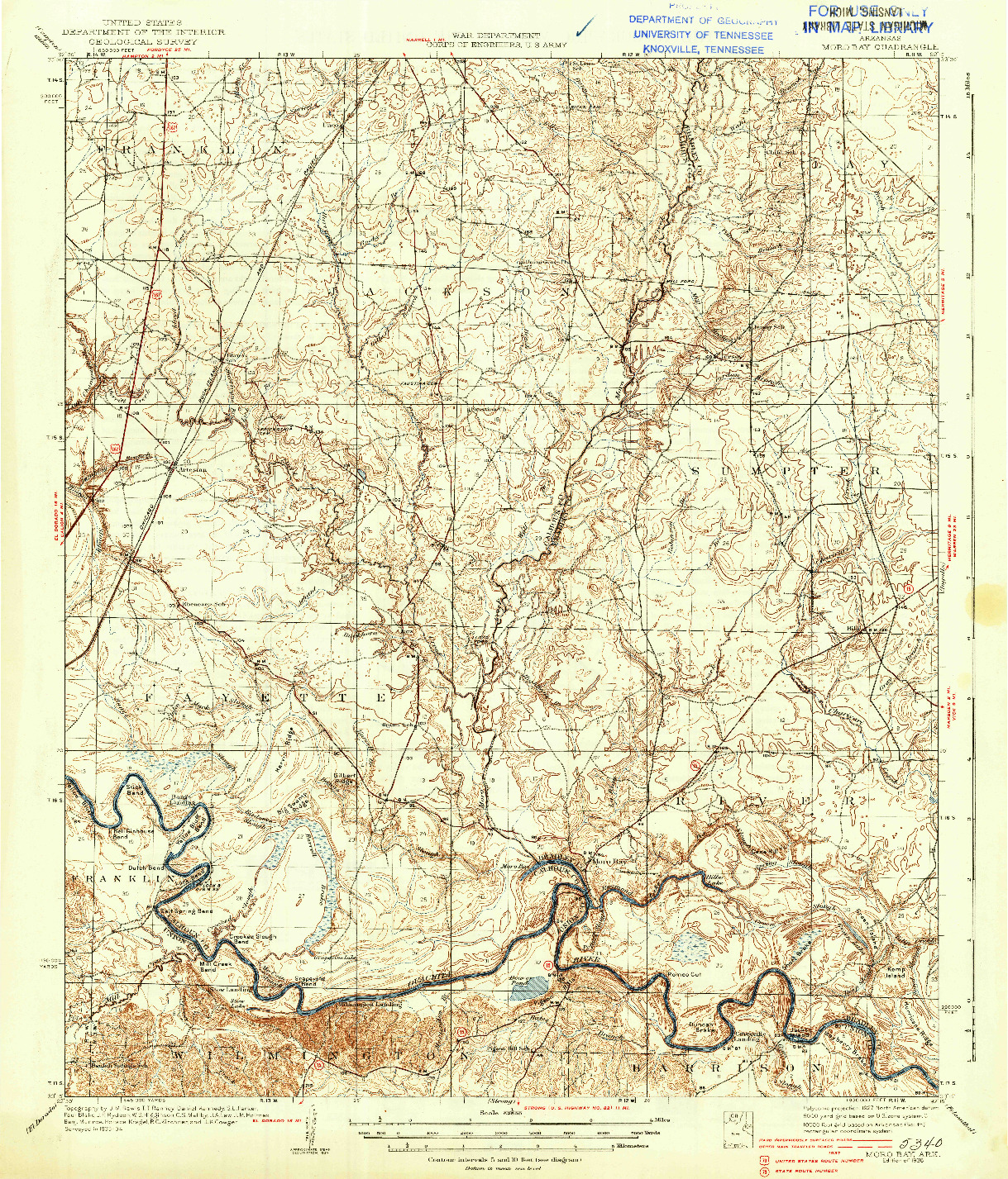 USGS 1:62500-SCALE QUADRANGLE FOR MORO BAY, AR 1938