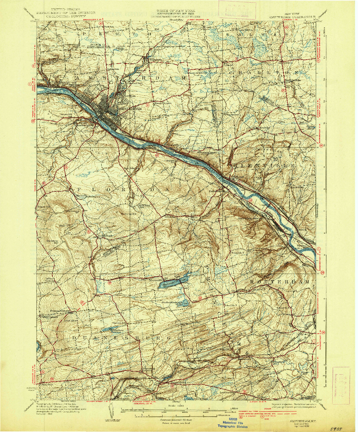 USGS 1:62500-SCALE QUADRANGLE FOR AMSTERDAM, NY 1931