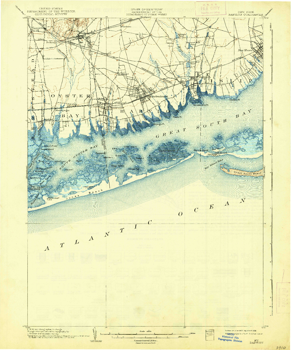 USGS 1:62500-SCALE QUADRANGLE FOR BABYLON, NY 1903