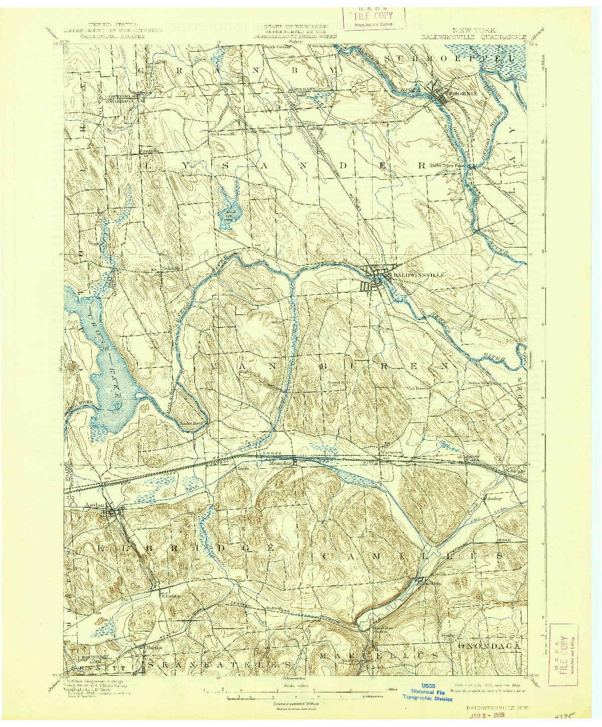 USGS 1:62500-SCALE QUADRANGLE FOR BALDWINSVILLE, NY 1900