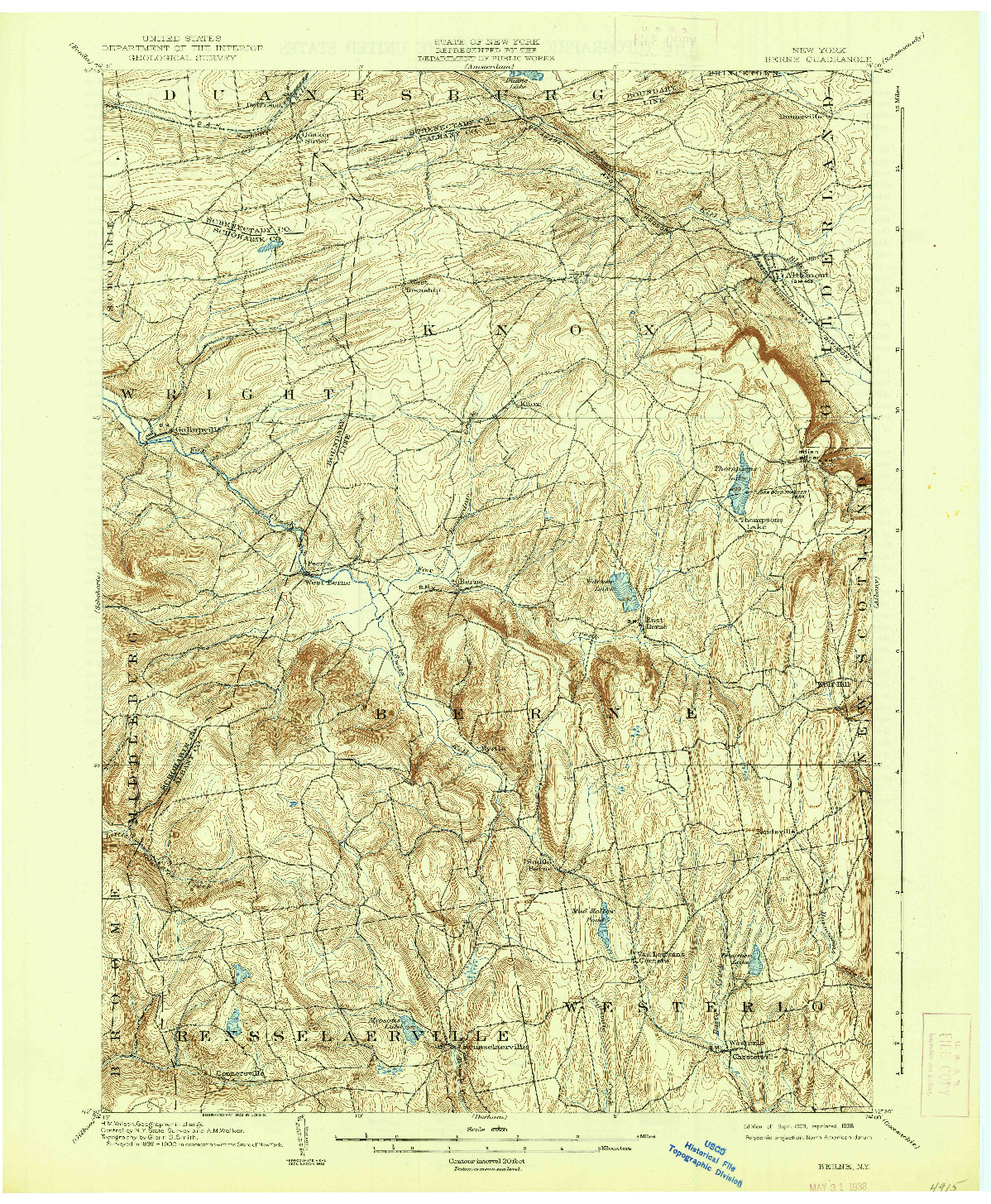 USGS 1:62500-SCALE QUADRANGLE FOR BERNE, NY 1903