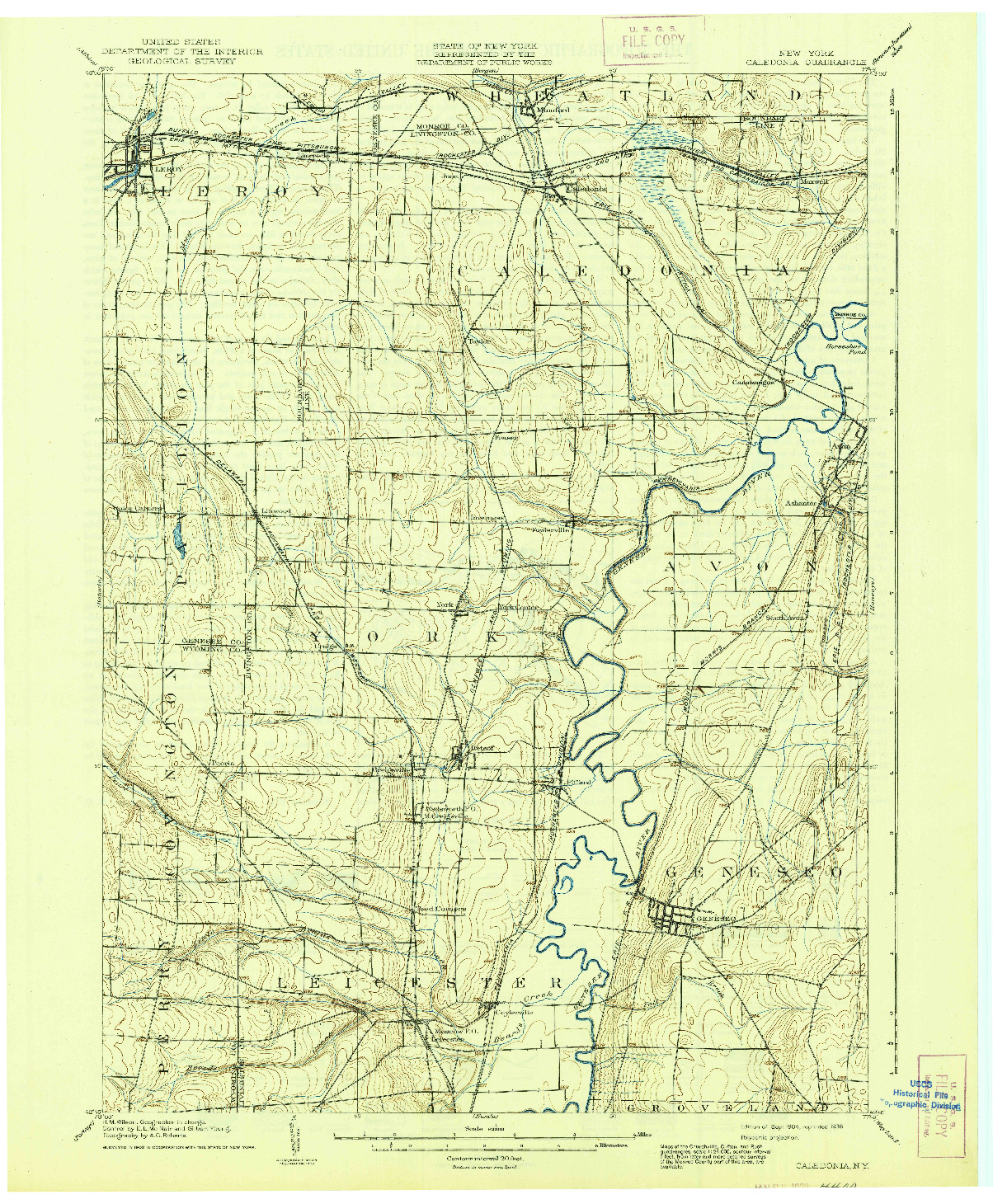 USGS 1:62500-SCALE QUADRANGLE FOR CALEDONIA, NY 1904