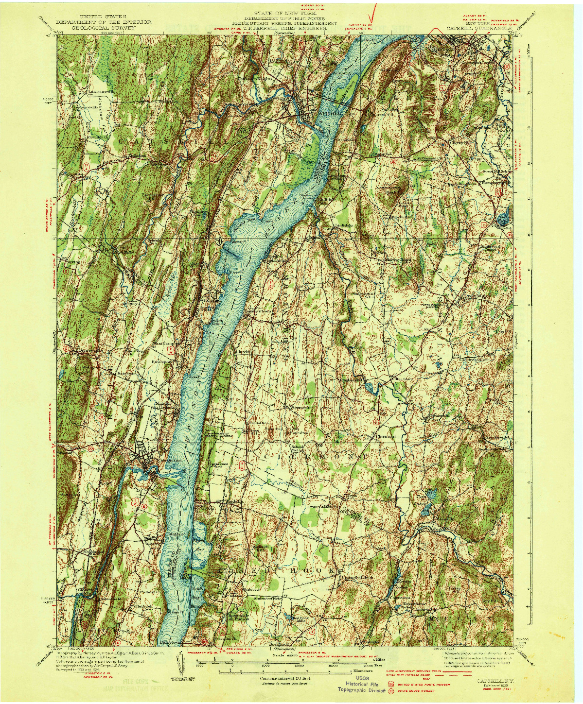 USGS 1:62500-SCALE QUADRANGLE FOR CATSKILL, NY 1938