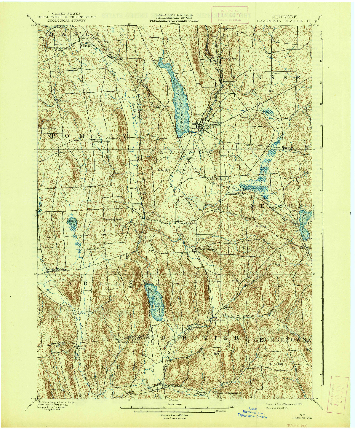 USGS 1:62500-SCALE QUADRANGLE FOR CAZENOVIA, NY 1899