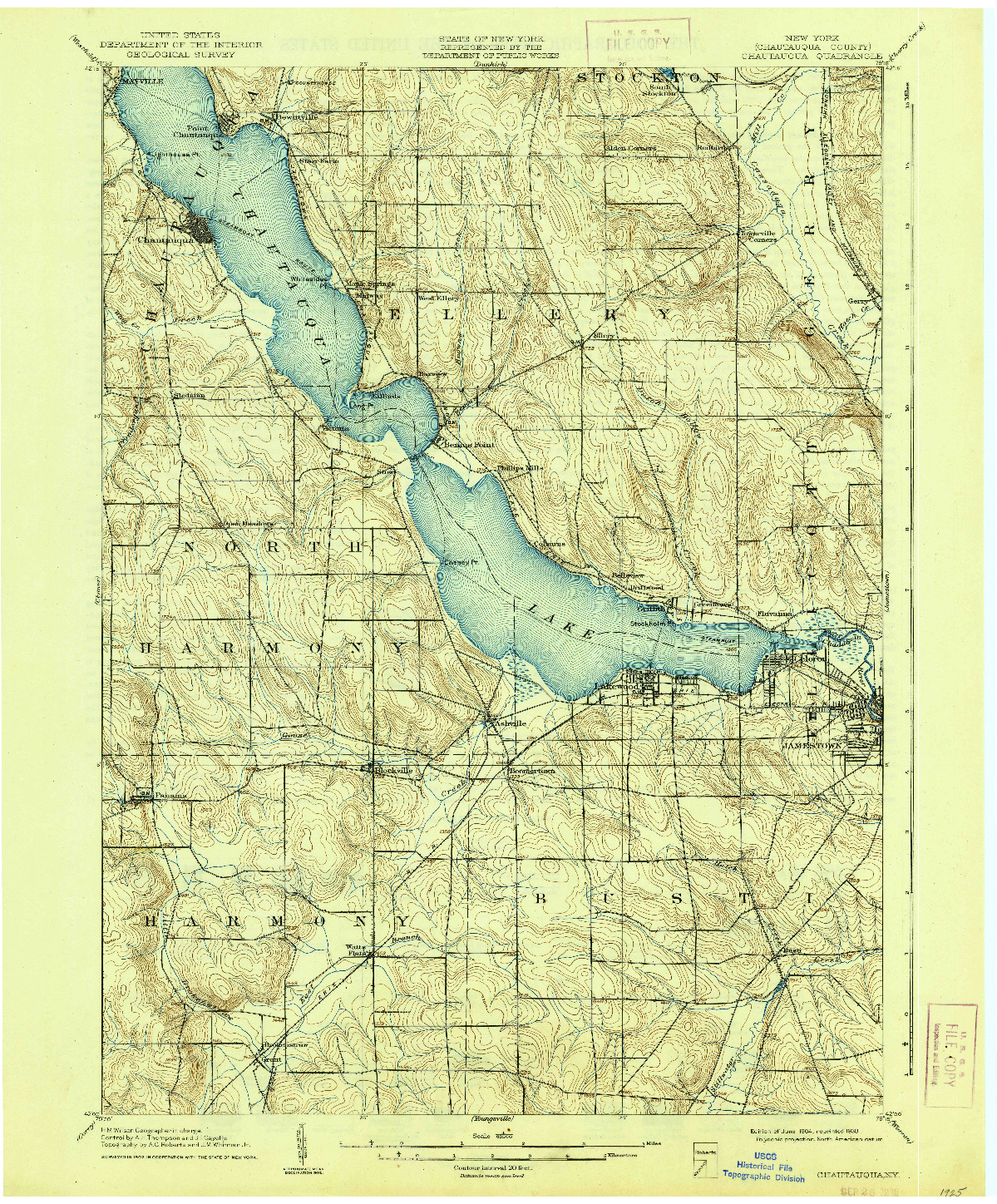 USGS 1:62500-SCALE QUADRANGLE FOR CHAUTAUQUA, NY 1904