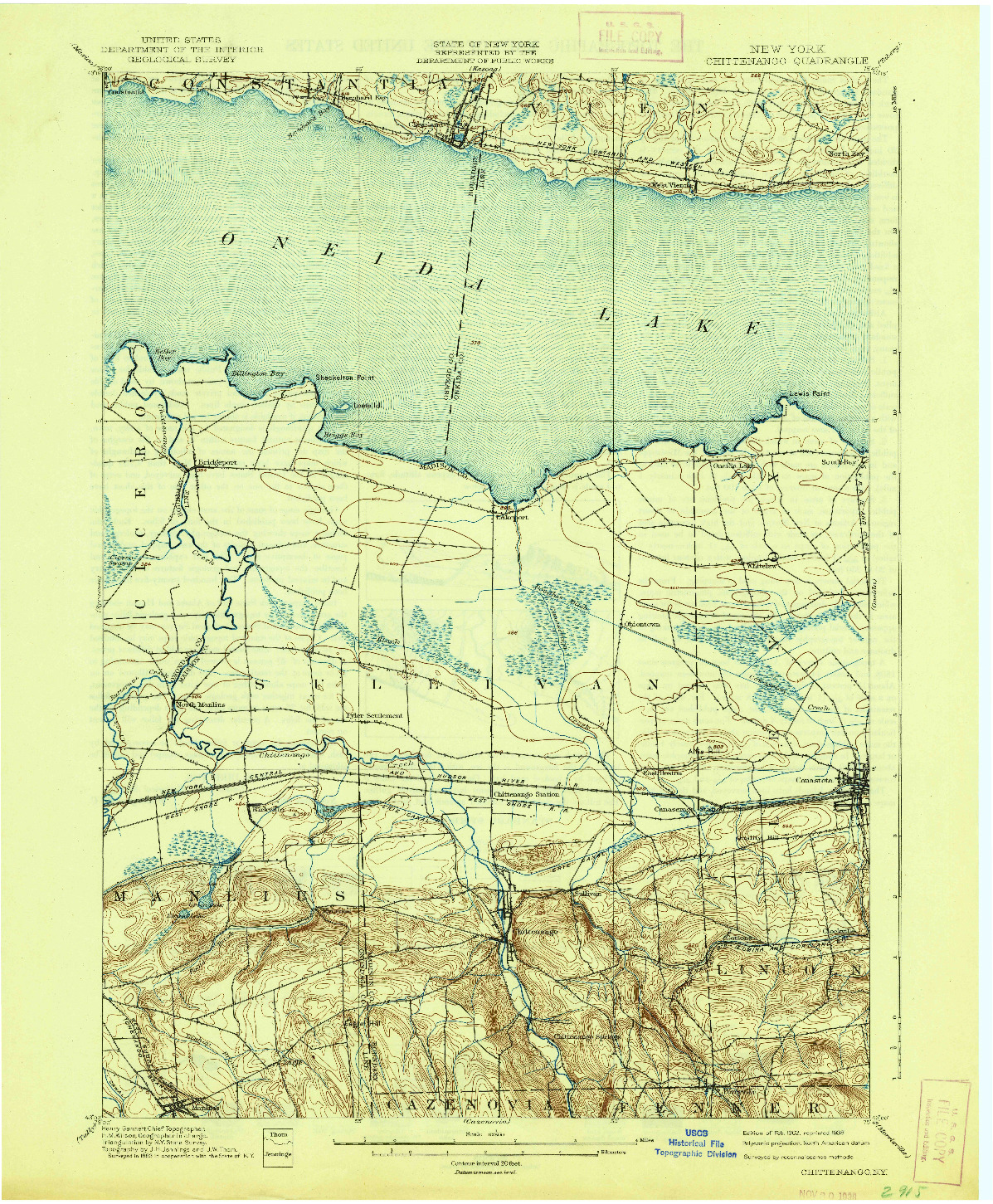 USGS 1:62500-SCALE QUADRANGLE FOR CHITTENANGO, NY 1902