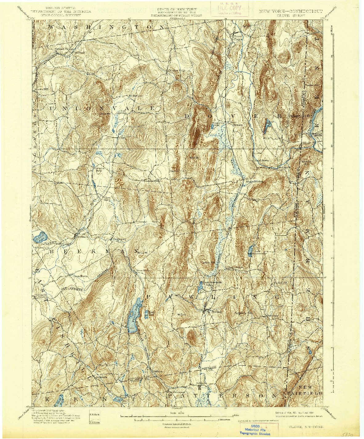 USGS 1:62500-SCALE QUADRANGLE FOR CLOVE, NY 1901