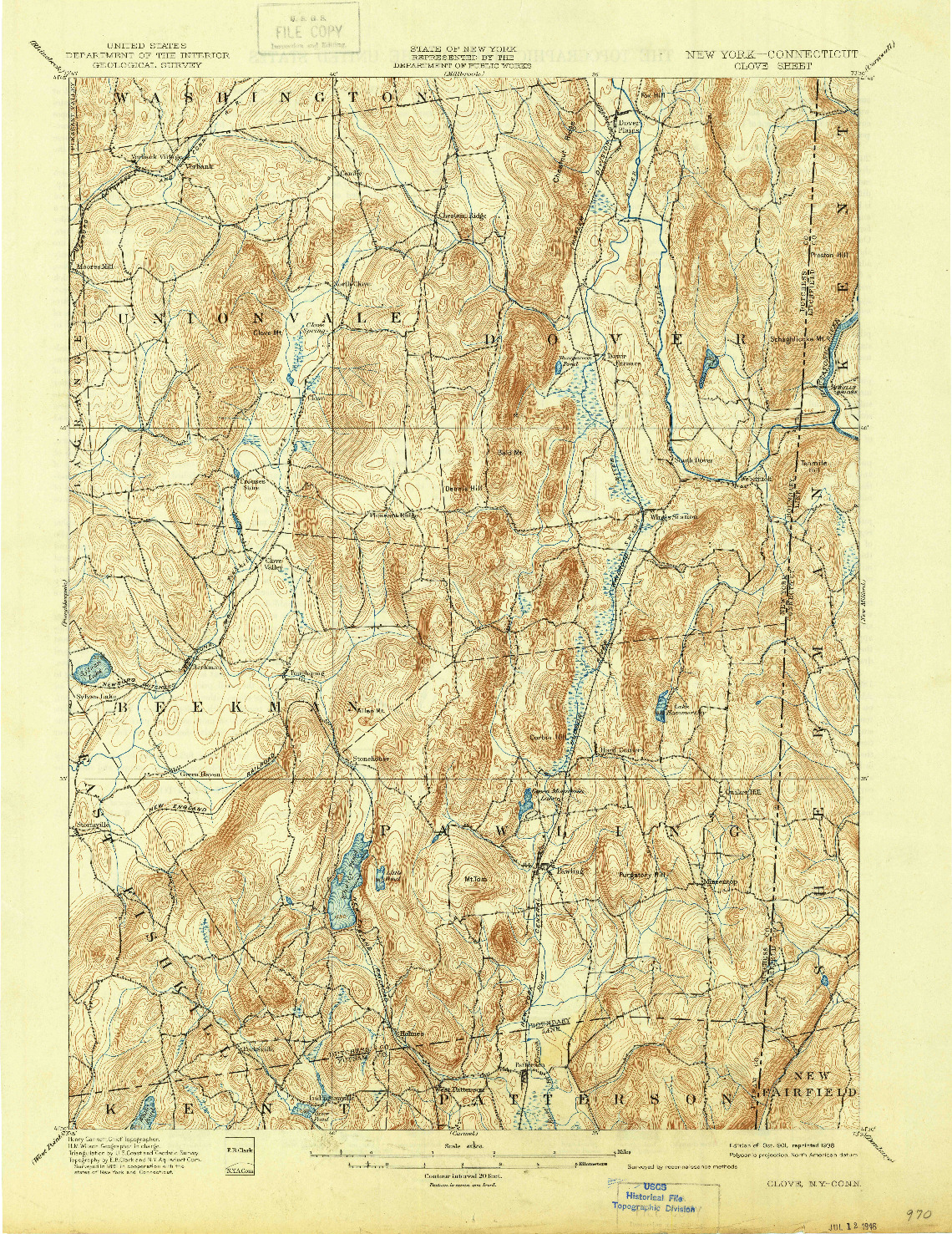 USGS 1:62500-SCALE QUADRANGLE FOR CLOVE, NY 1901