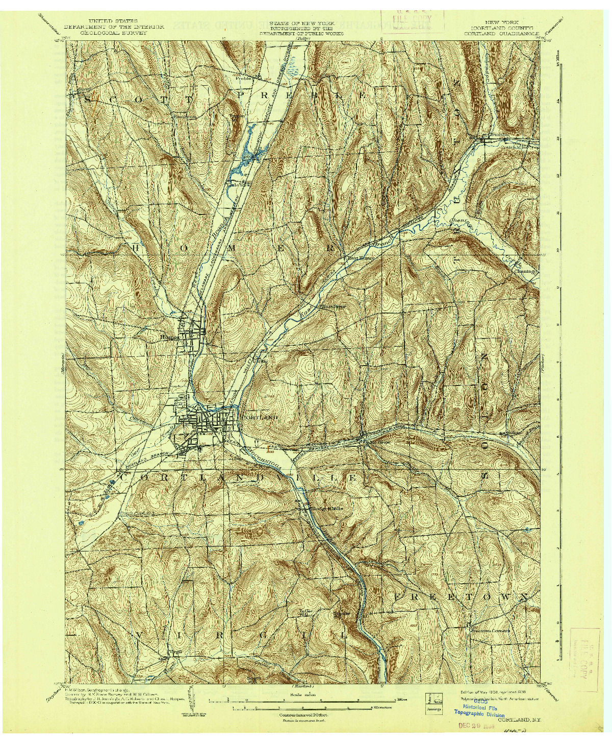 USGS 1:62500-SCALE QUADRANGLE FOR CORTLAND, NY 1903