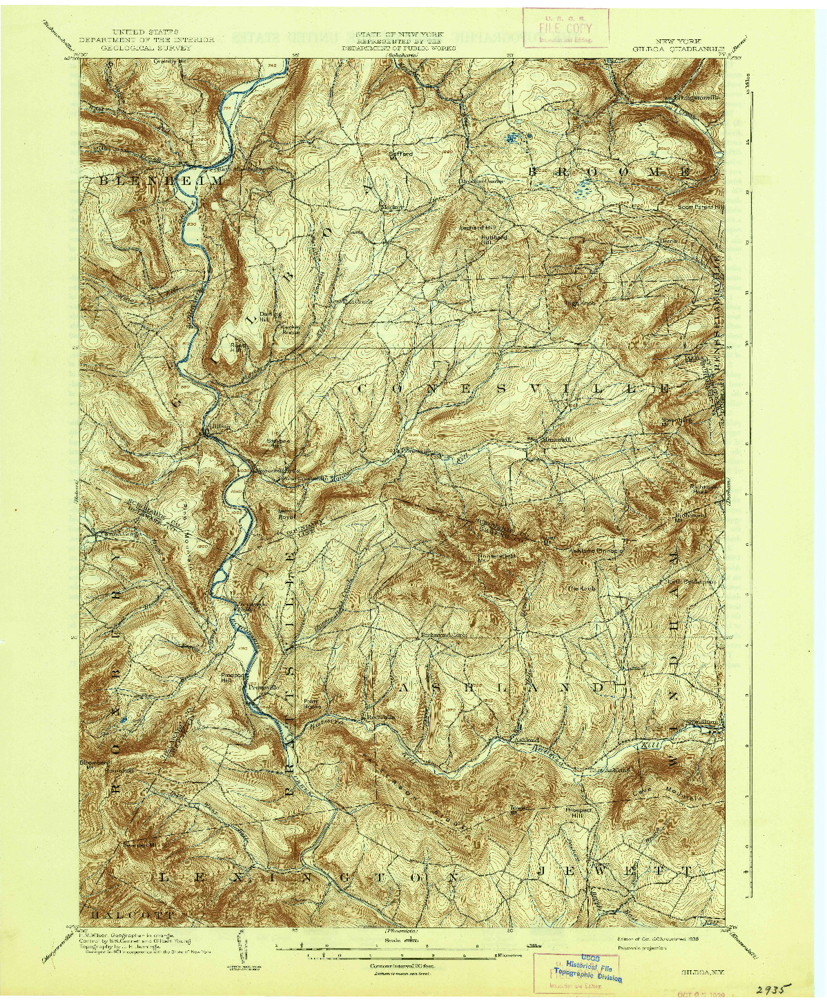 USGS 1:62500-SCALE QUADRANGLE FOR GILBOA, NY 1903