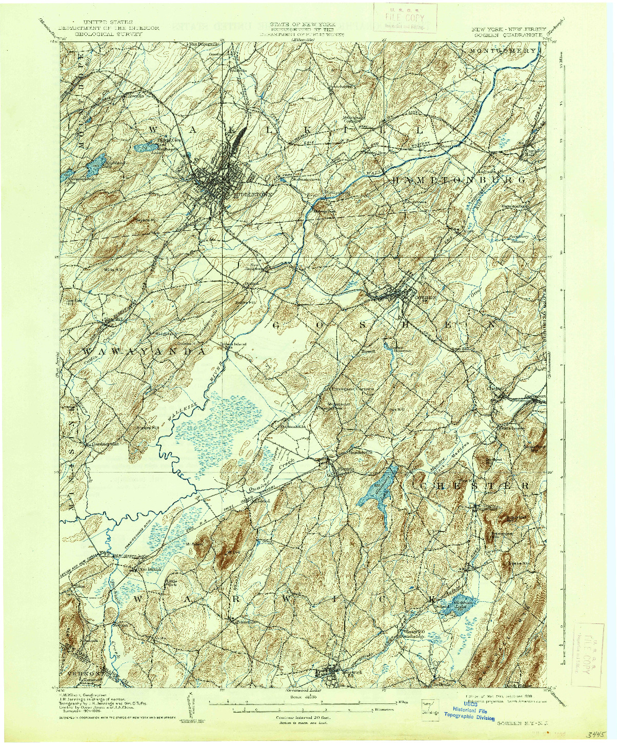 USGS 1:62500-SCALE QUADRANGLE FOR GOSHEN, NY 1938