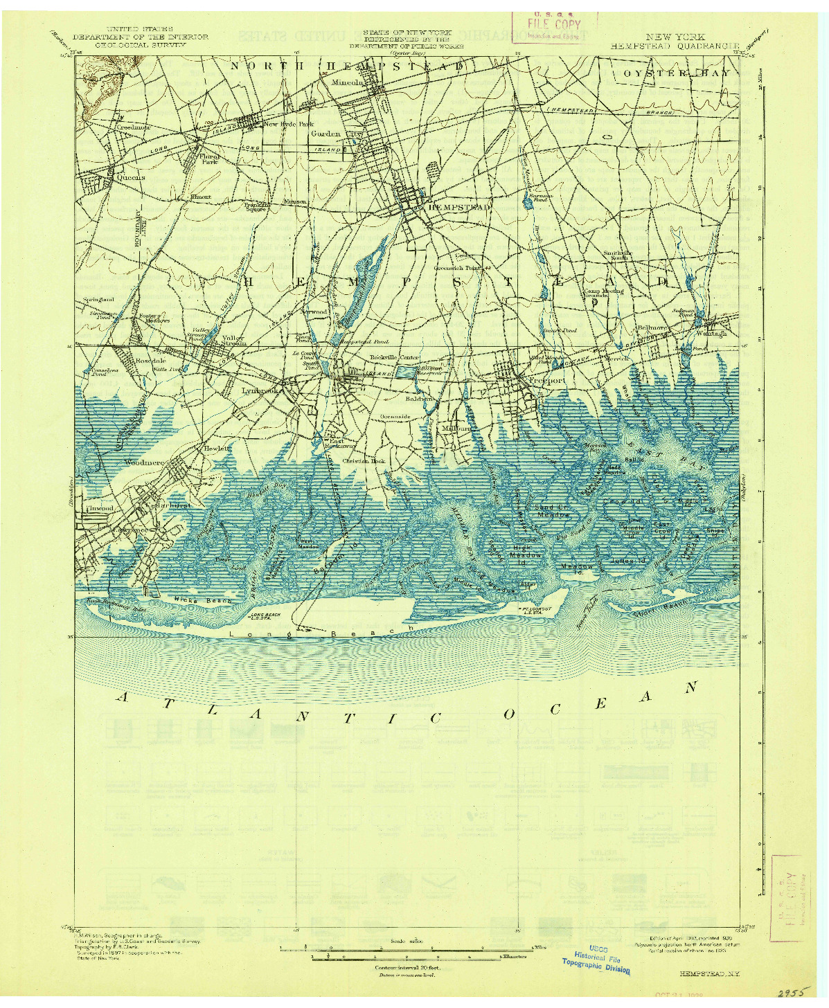 USGS 1:62500-SCALE QUADRANGLE FOR HEMPSTEAD, NY 1903