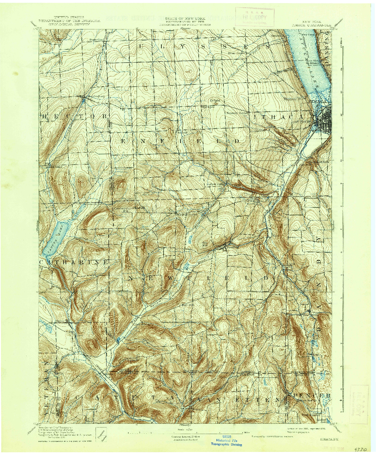 USGS 1:62500-SCALE QUADRANGLE FOR ITHACA, NY 1895