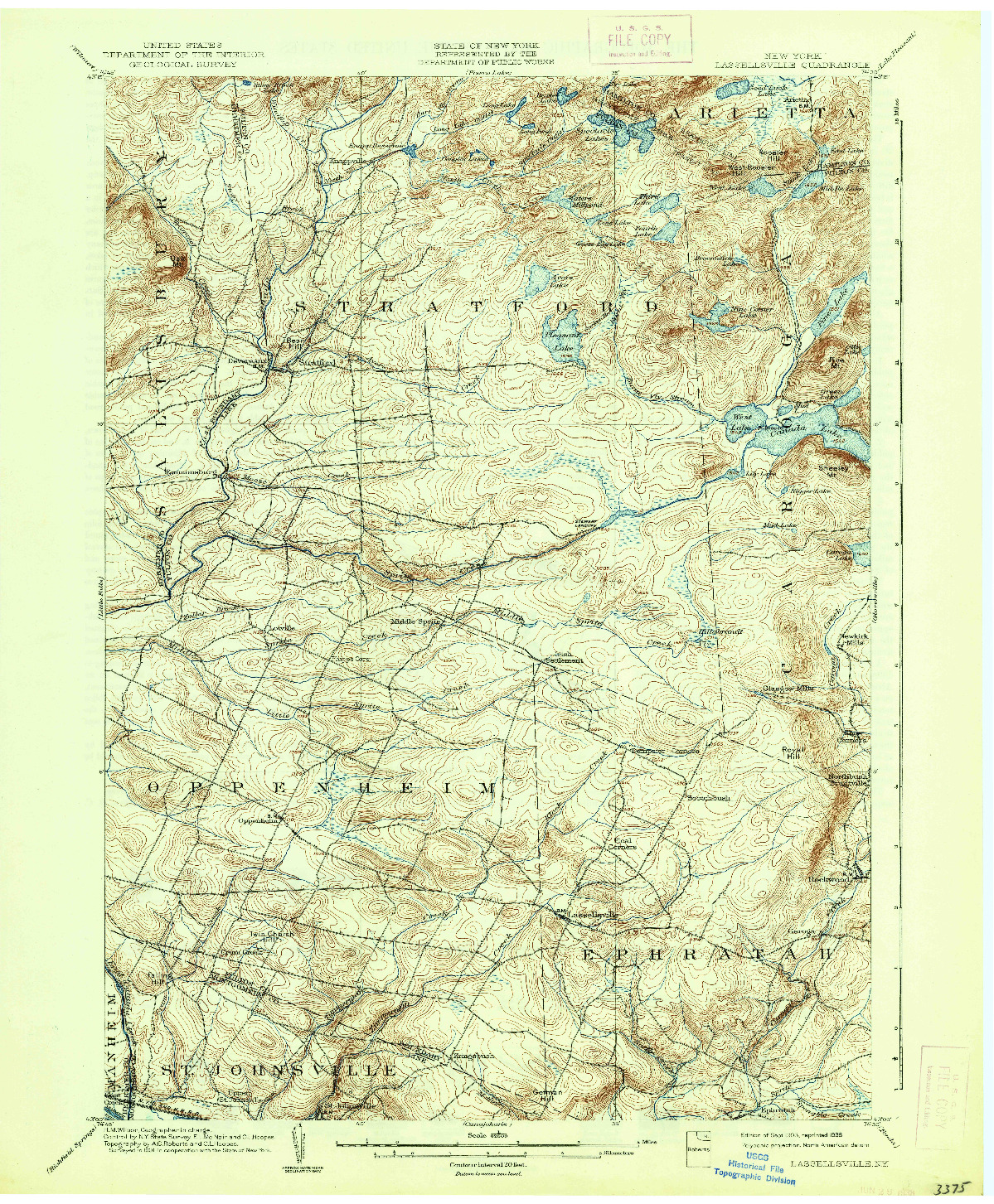 USGS 1:62500-SCALE QUADRANGLE FOR LASSELLSVILLE, NY 1903