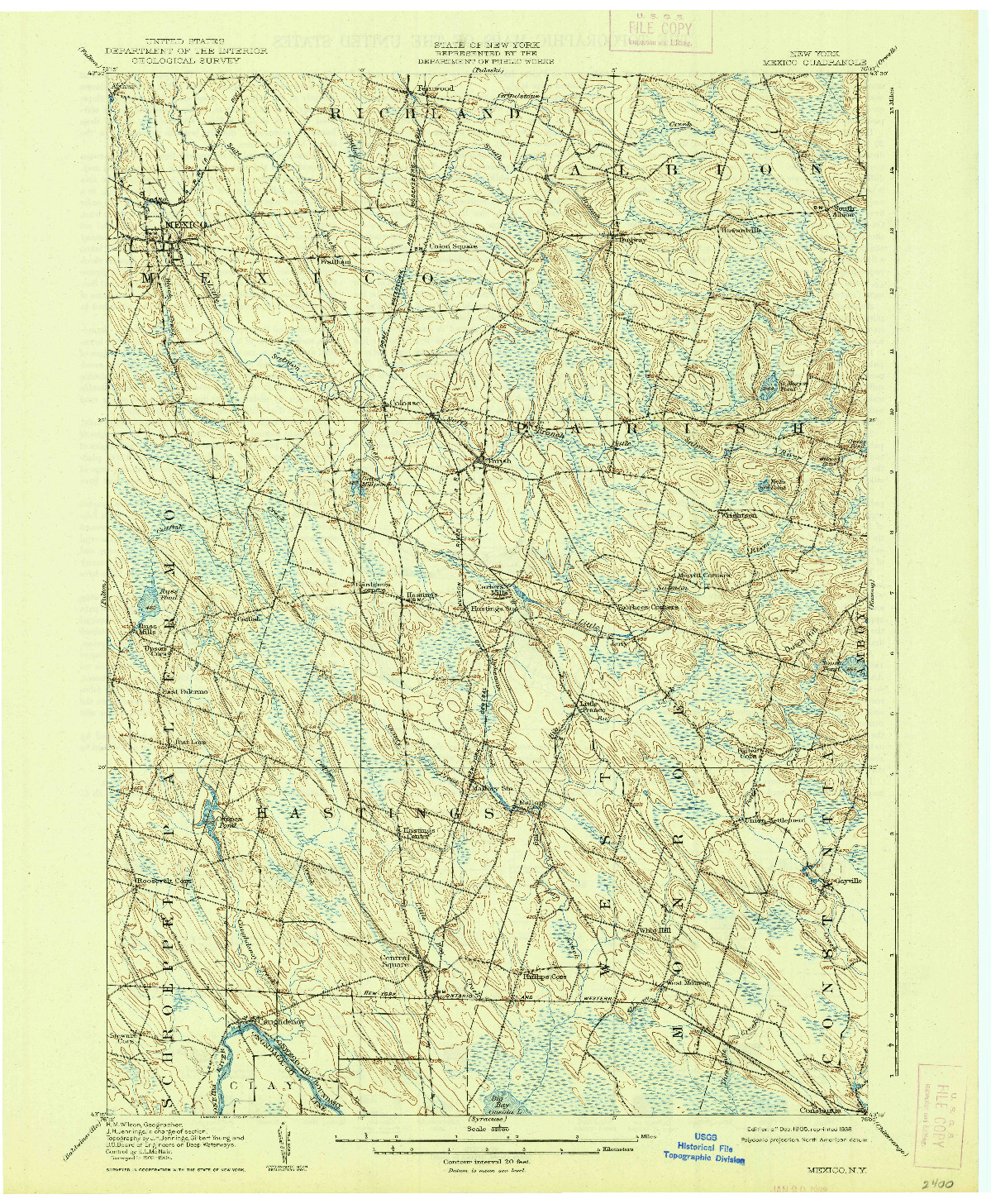 USGS 1:62500-SCALE QUADRANGLE FOR MEXICO, NY 1905