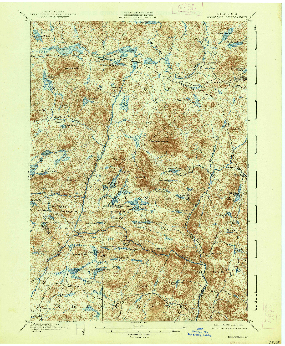 USGS 1:62500-SCALE QUADRANGLE FOR NEWCOMB, NY 1901