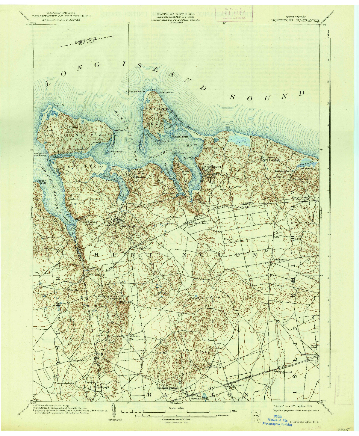 USGS 1:62500-SCALE QUADRANGLE FOR NORTHPORT, NY 1903