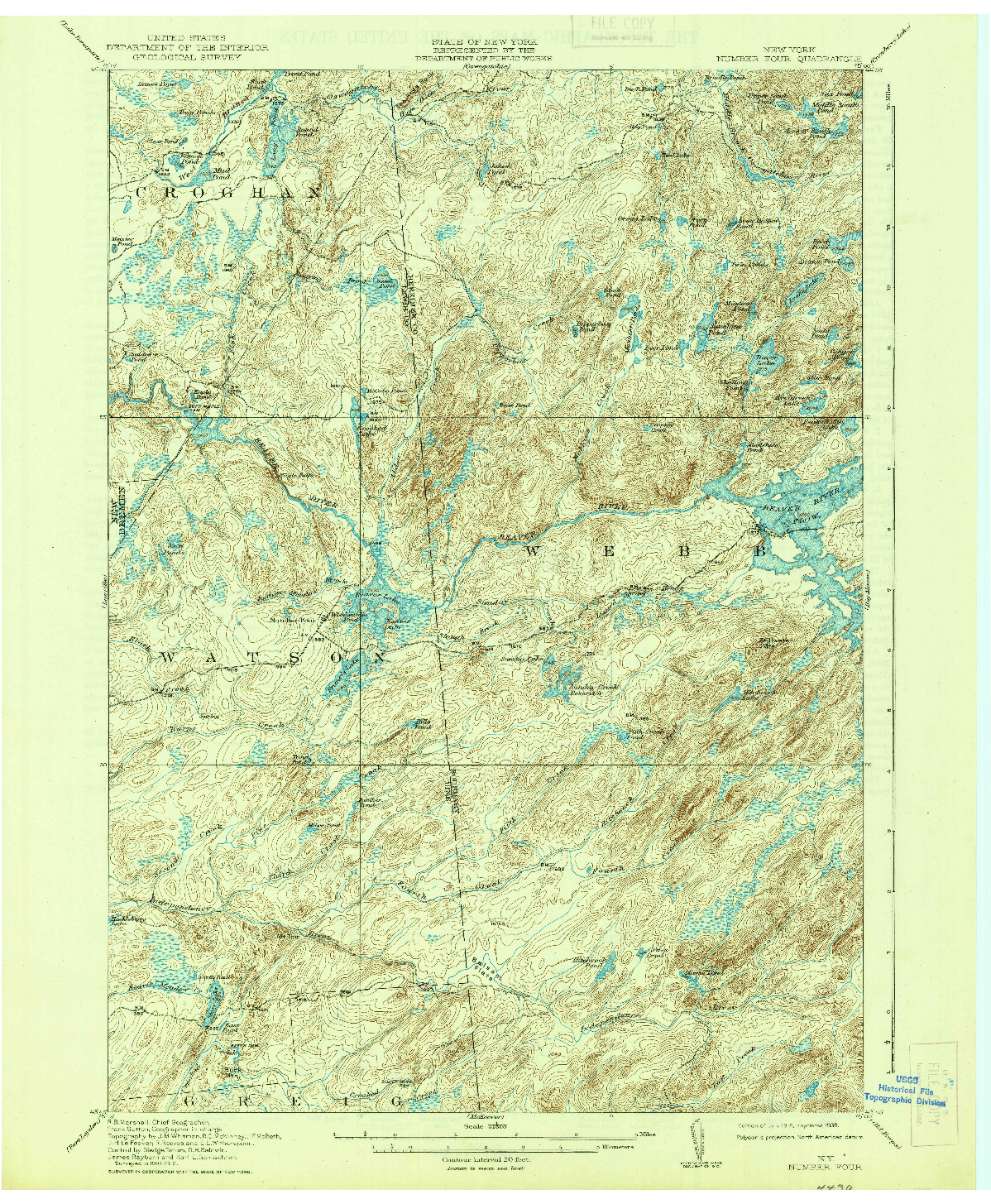 USGS 1:62500-SCALE QUADRANGLE FOR NUMBER FOUR, NY 1915