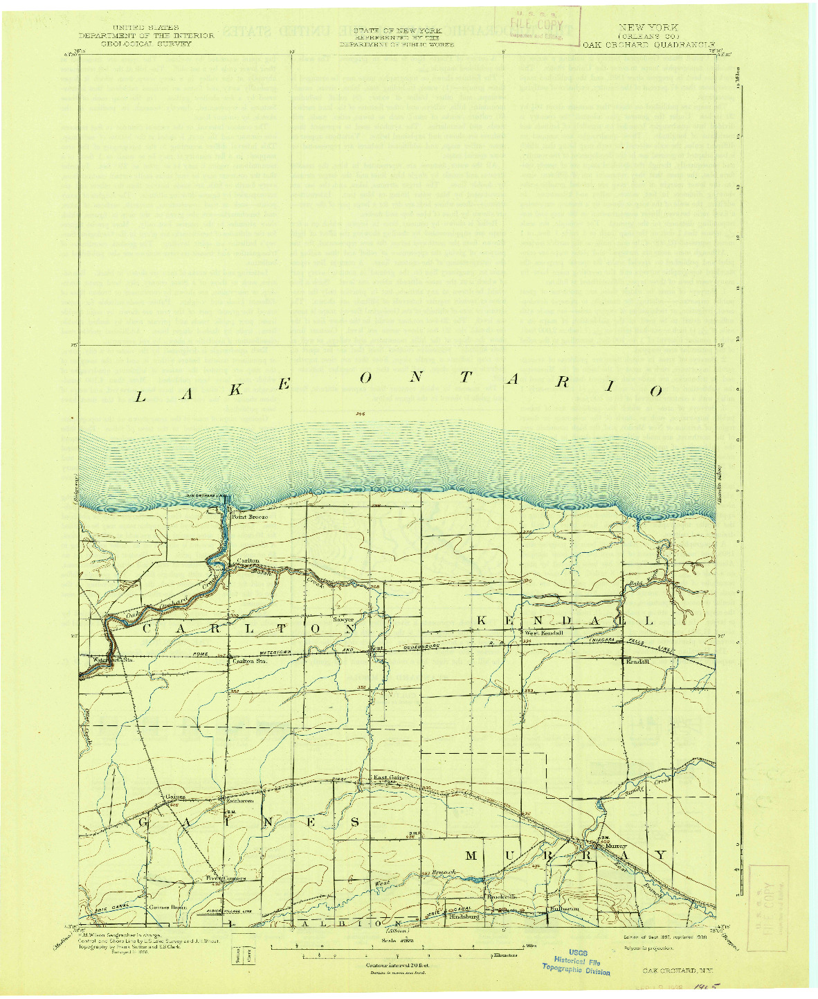 USGS 1:62500-SCALE QUADRANGLE FOR OAK ORCHARD, NY 1897