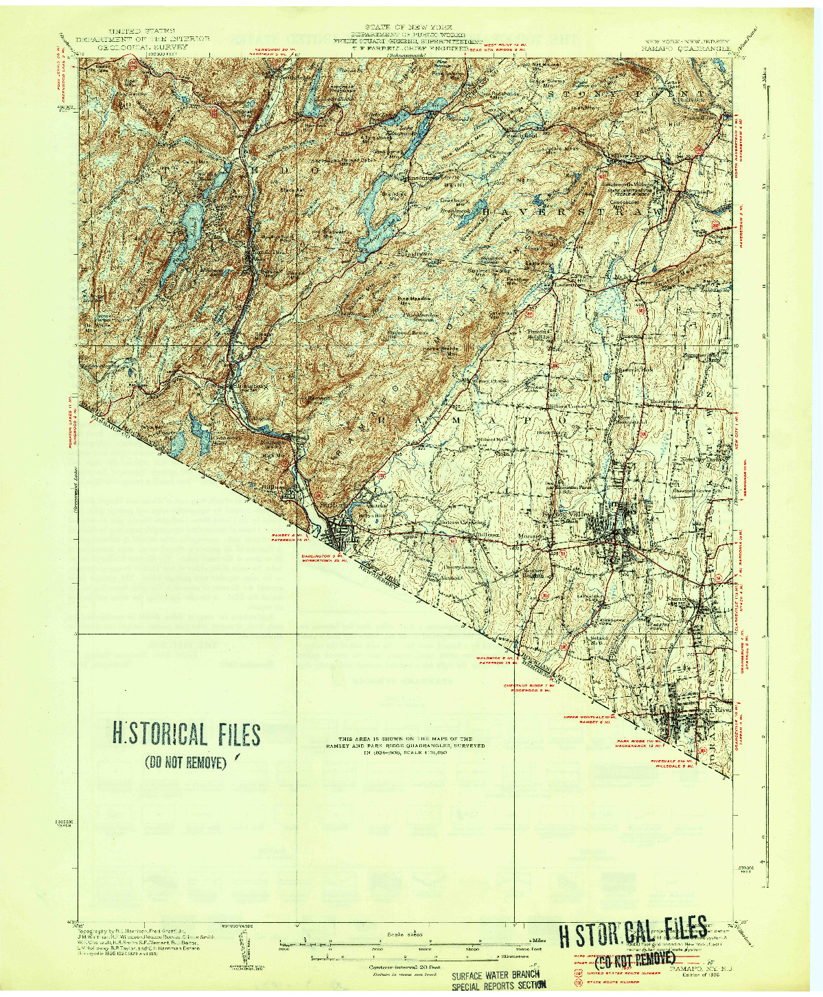 USGS 1:62500-SCALE QUADRANGLE FOR RAMAPO, NY 1938