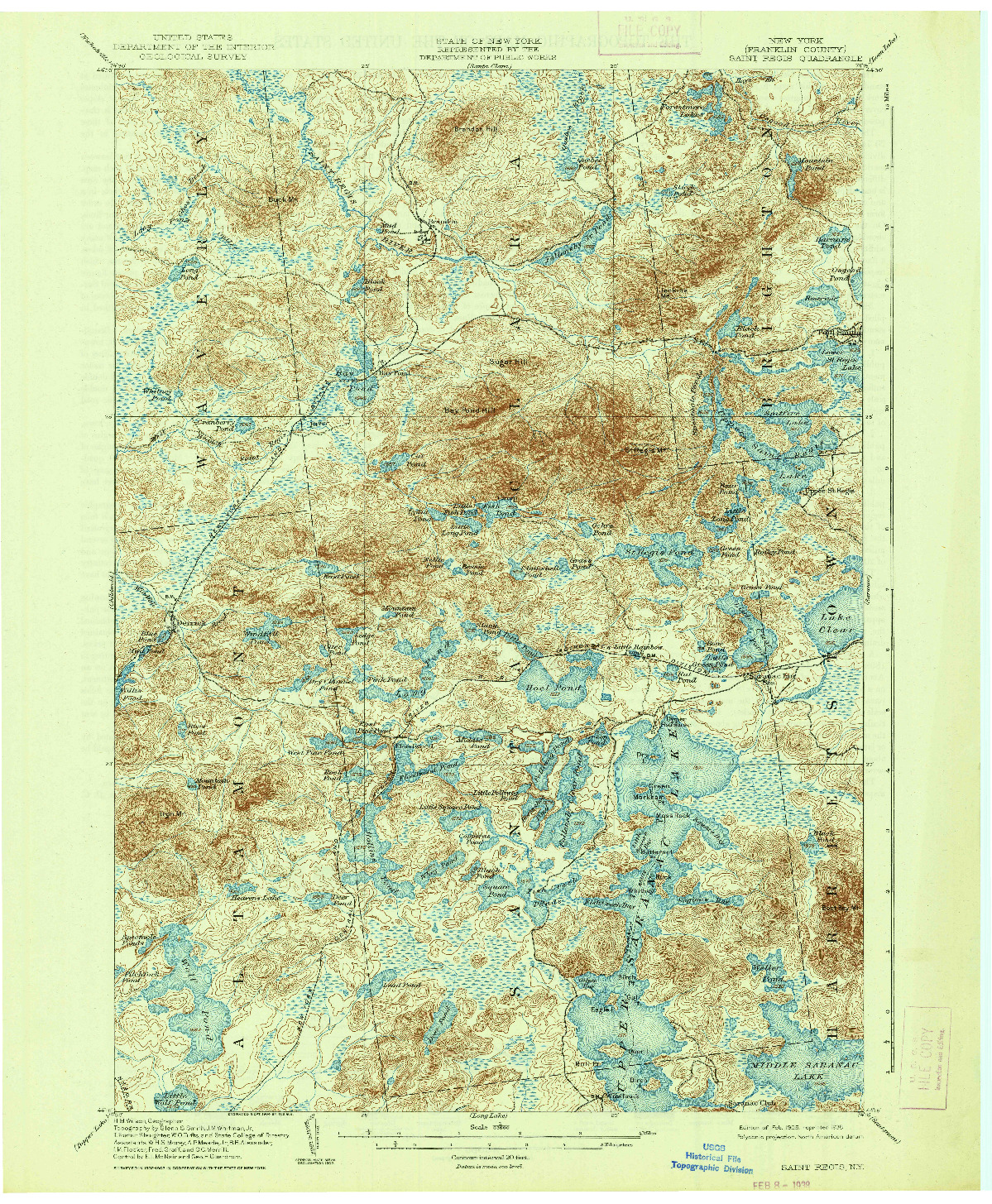 USGS 1:62500-SCALE QUADRANGLE FOR SAINT REGIS, NY 1905