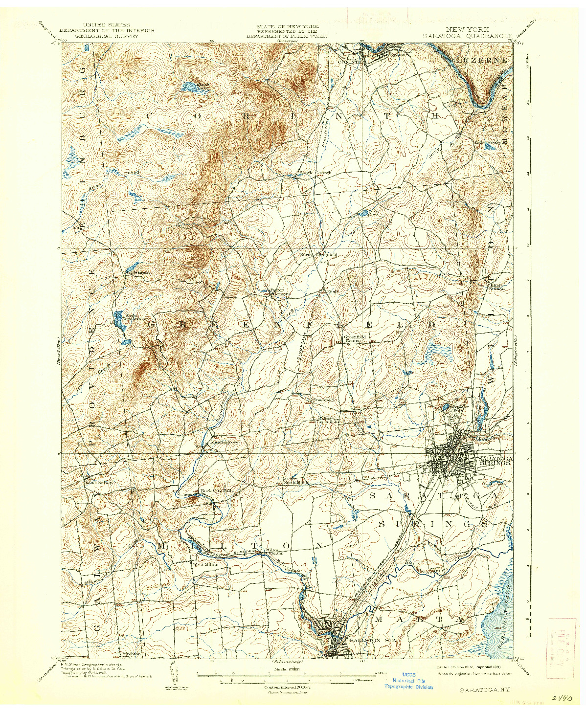 USGS 1:62500-SCALE QUADRANGLE FOR SARATOGA, NY 1902
