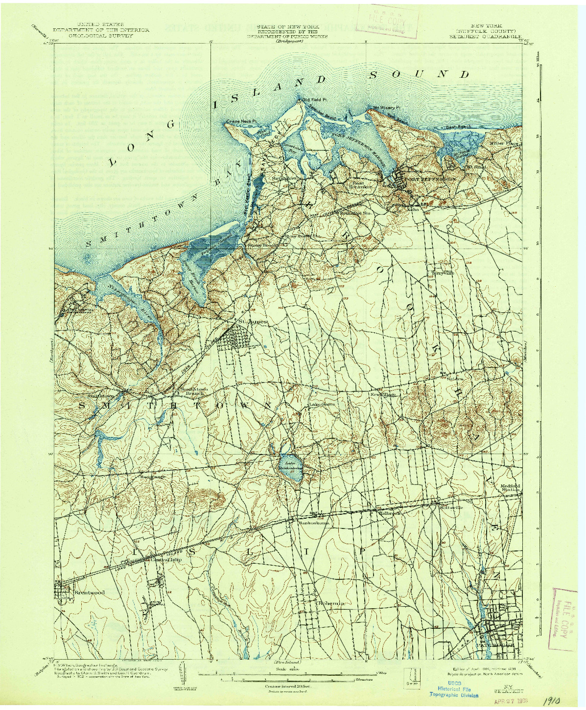 USGS 1:62500-SCALE QUADRANGLE FOR SETAUKET, NY 1904