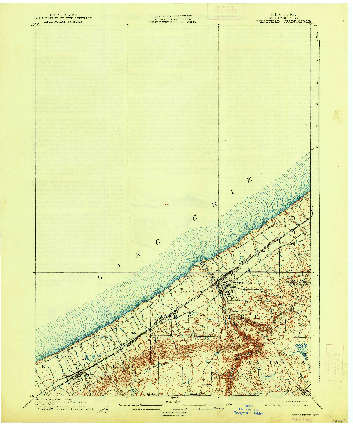 USGS 1:62500-SCALE QUADRANGLE FOR WESTFIELD, NY 1899