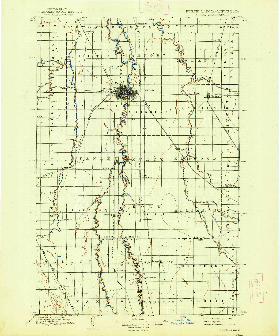USGS 1:125000-SCALE QUADRANGLE FOR FARGO, ND 1897