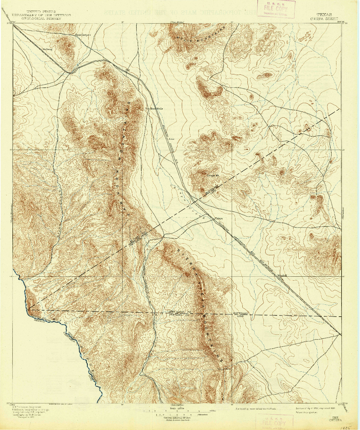 USGS 1:125000-SCALE QUADRANGLE FOR CHISPA, TX 1897