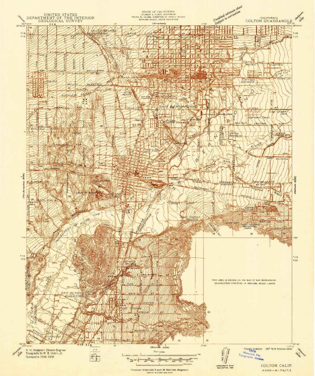 USGS 1:31680-SCALE QUADRANGLE FOR COLTON, CA 1938